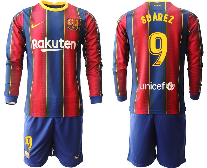 Men 2020-2021 club Barcelona home long sleeve #9 red Soccer Jerseys